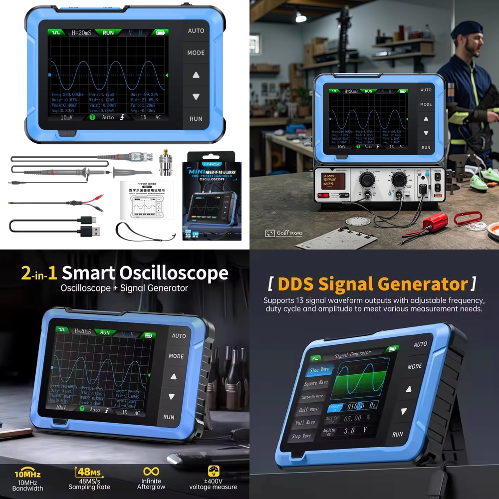 Electronics Repair Tools - Oscilloscope numérique portable 2-en-1 DSO510 Mini,